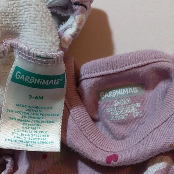 3-6 Months Garanimals Ballet Mouse Purple Matching Set - Picture 5 of 7